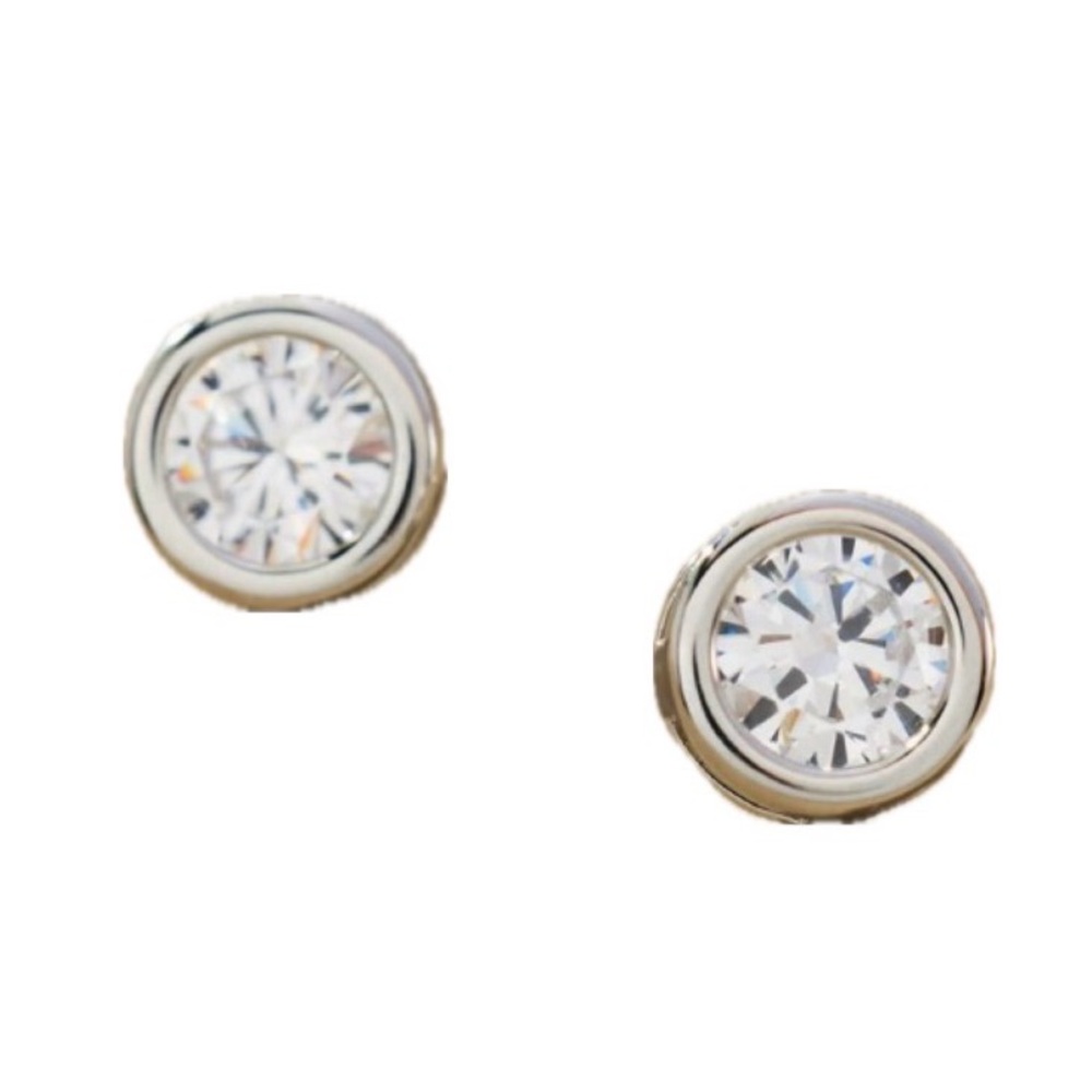 Anthropologie bezel Crystal stud earrings silver